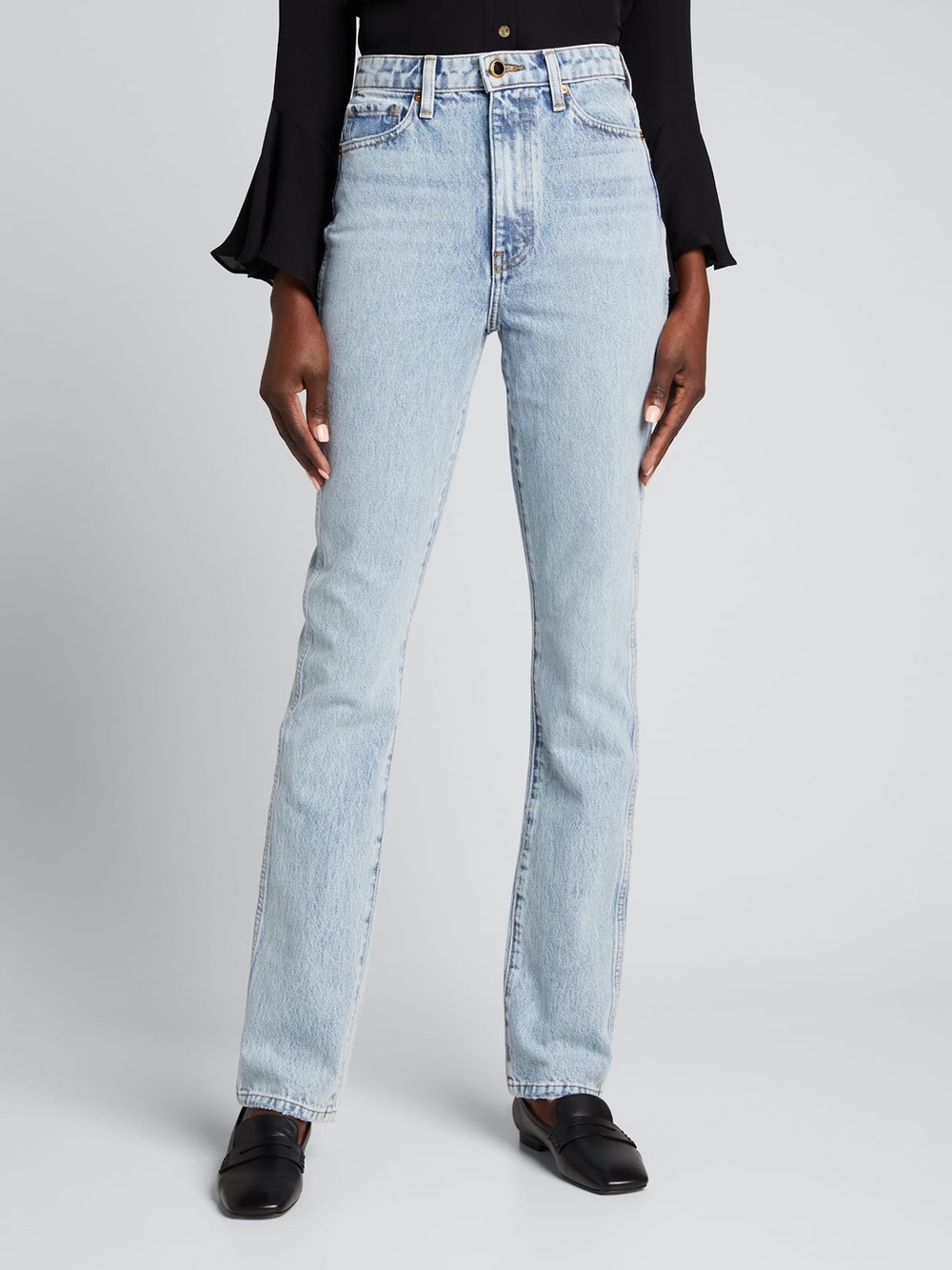 KHAITE Daria Washed Straight Denim Jeans